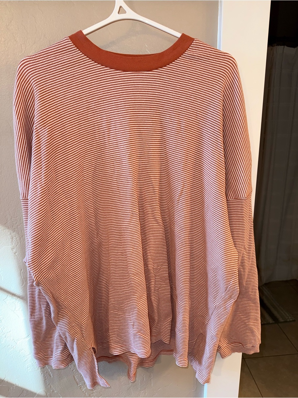 Shop Talulah Easy Going Ribbed Stripe Pullover RUST